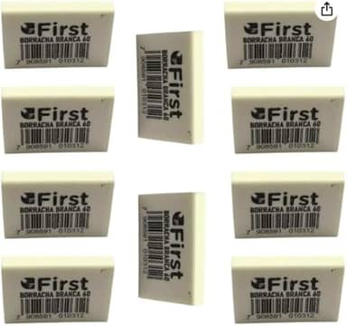 First Borracha Branca Termoplástica, Kit com 60 Unidades, Material TPR Atóxico, 3 x 2 x 0,5 cm, para Uso Escolar e Escritório