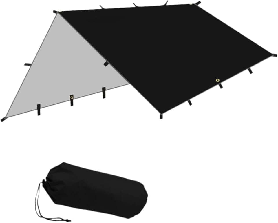 kowaku Tenda de acampamento dobrável lona toldo dossel 118x118 polegadas resistente a rasgos versátil para na praia tecido de poliéster à prova, Preto