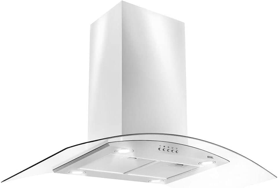 Coifa e Depurador de Ilha Eos 90cm Com Vidro Curvo Eco90iv Inox 220v