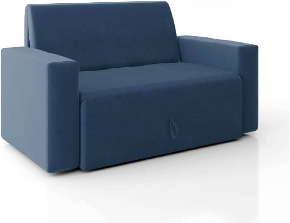 Sofá-cama 2 Lugares Pratik 5000 Mamflex Azul Suede