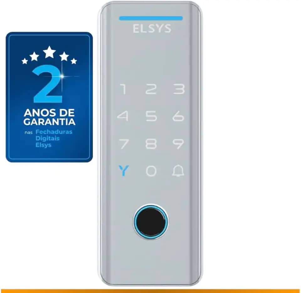 Fechadura Digital de Sobrepor, Abertura por senha ou tag, Tecno, Prata, DS4100V, Elsys