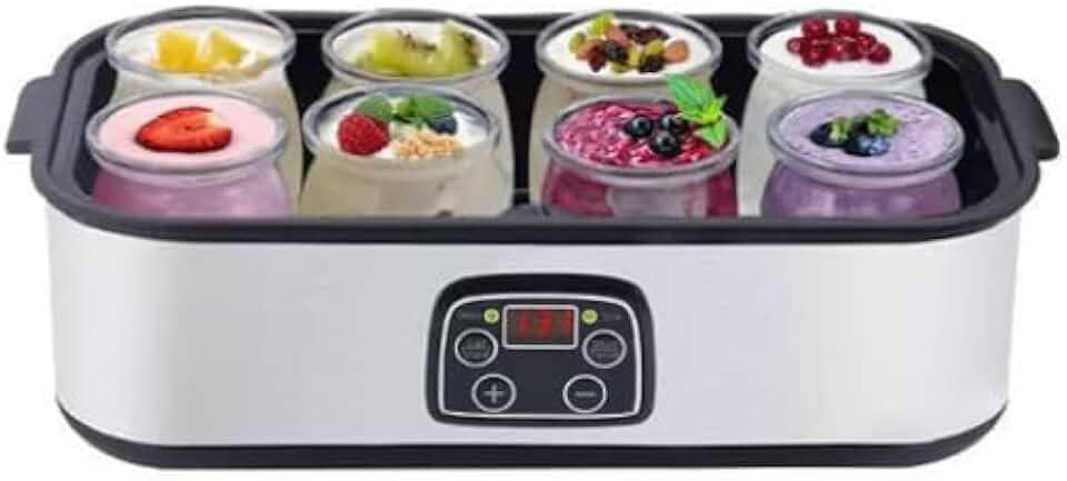 Máquina de Iogurte Automática de Grande Capacidade, 1400 ml, com 8 Garrafas de Porção, Iogurteira Elétrica, 110V