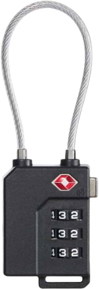 Cadeado com cabo de aço TSA senha (preto)