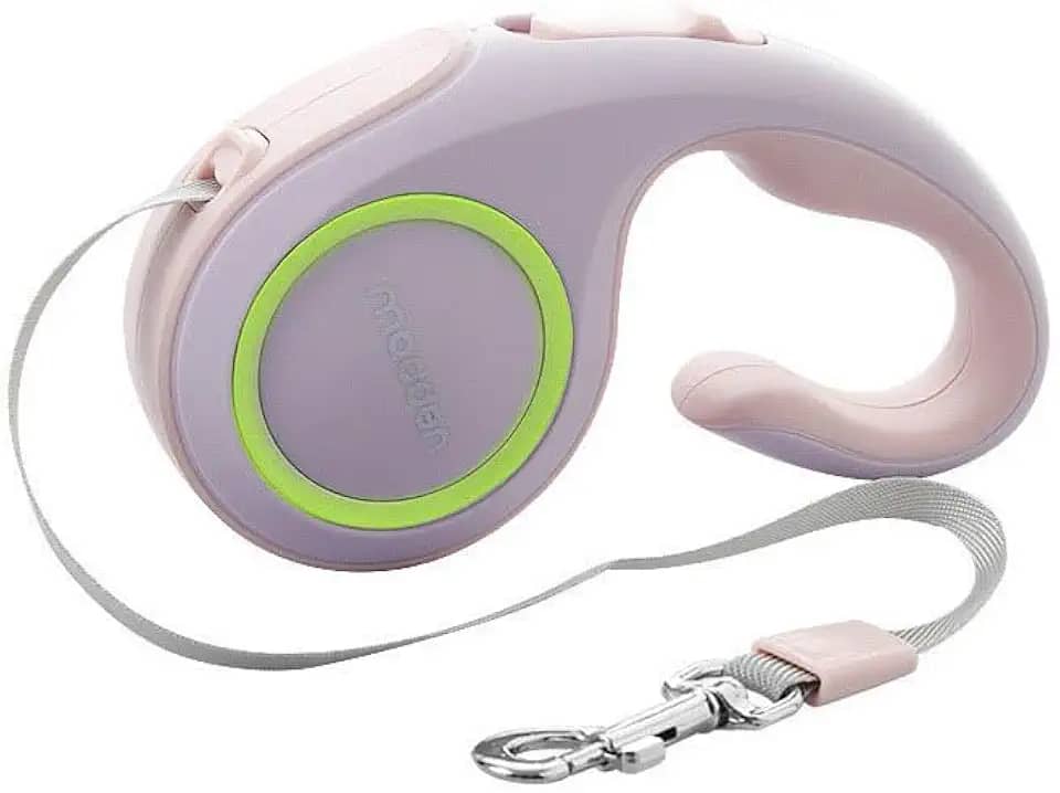 Guia Retrátil Coleira 3/5 Metros com Fluorescente e Trava De Segurança Para Regulagem Pet Cachorro Cães Gatos Passeio Linha (Rosa, 5 metros)