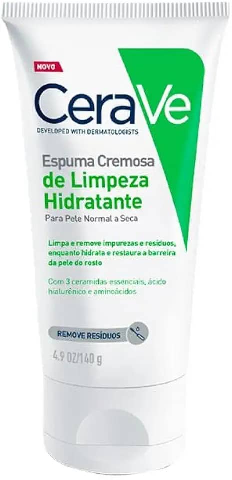 CeraVe, Espuma Cremosa de Limpeza Hidratante, com Ácido Hialurônico