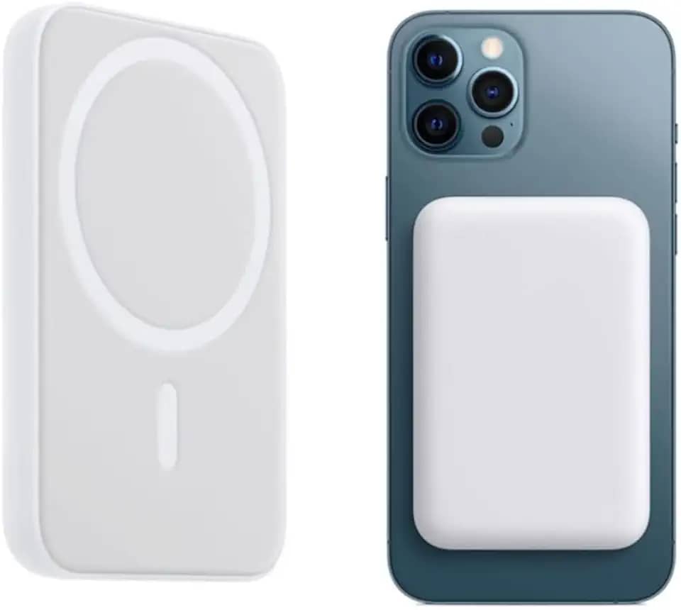 Power Bank Indução 5000mAh – Carregador Portátil Magnético Compatível Mag Qi Sem fio para Iphone
