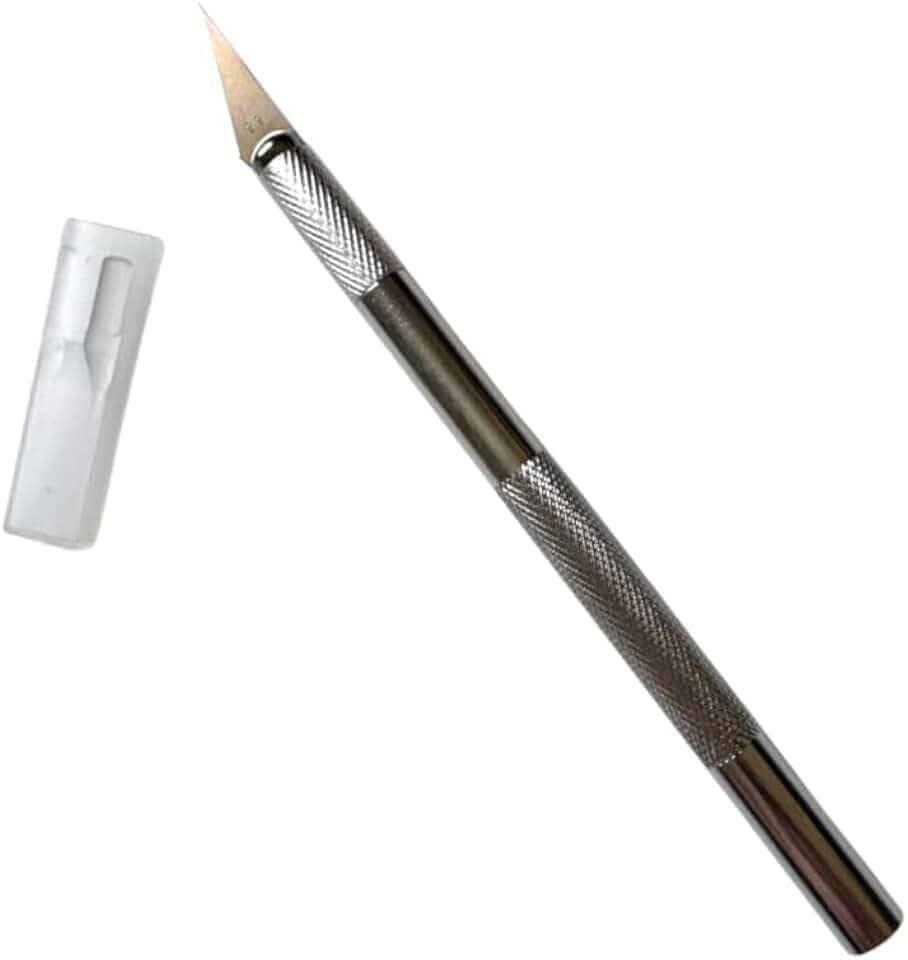 Estilete Bisturi de Precisão com 6 Lâminas Substituíveis Cabo Antiderrapante em Metal Estilete Profissional para Artesanato Envelopamento Modelismo Aeromodelismo Hobby Linha Premium