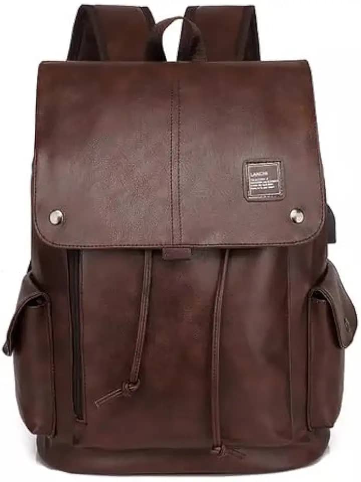 Mochila de Couro Executiva Notebook Estilosa Multifuncional (Marrom)