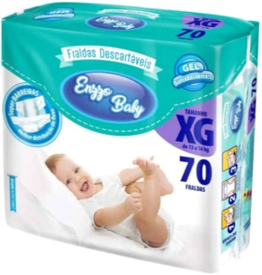 Fralda Descartável Enzzo Baby Infantil Pacotão Diurna Noturna Fita XG 13 a 16kg