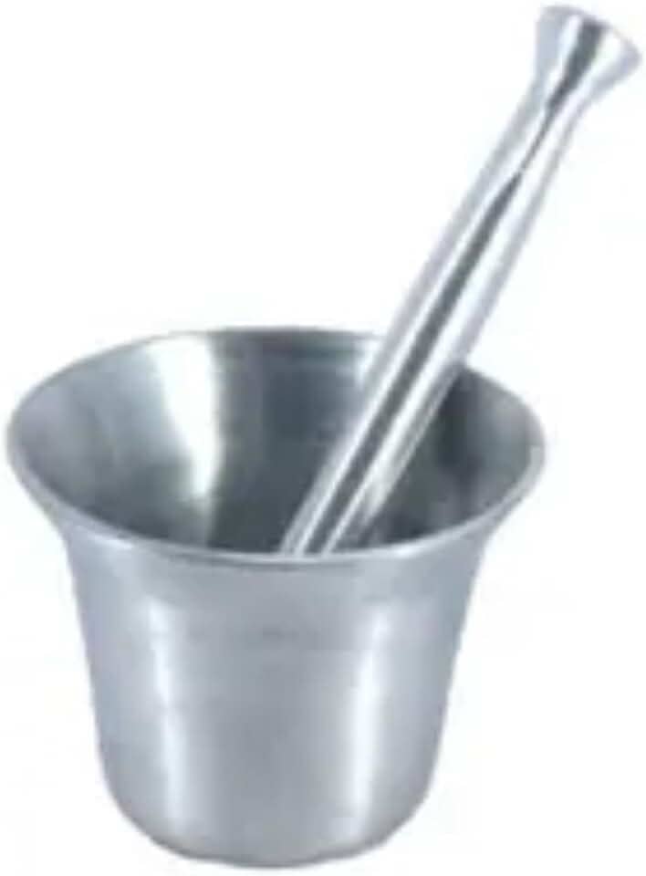 Pilão com Socador de Alumínio para Alho, Temperos e Condimentos, 2 Peças