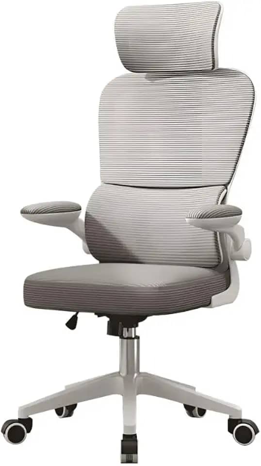 Cadeira de Escritório Design Ergonômico com Suporte Lombar Independente, Malha Respirável e Encosto de Cabeça Ajustável Genebra G500 Cinza LuvinCo
