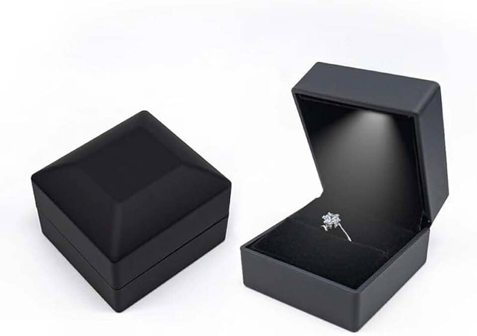 Caixa De Presente Colar Anel Com Pingente De LED de luxo, Caixa De Joias De Veludo Organizador Para Pedido De Casamento, Casamento, Aniversário, Dia Dos Namorados