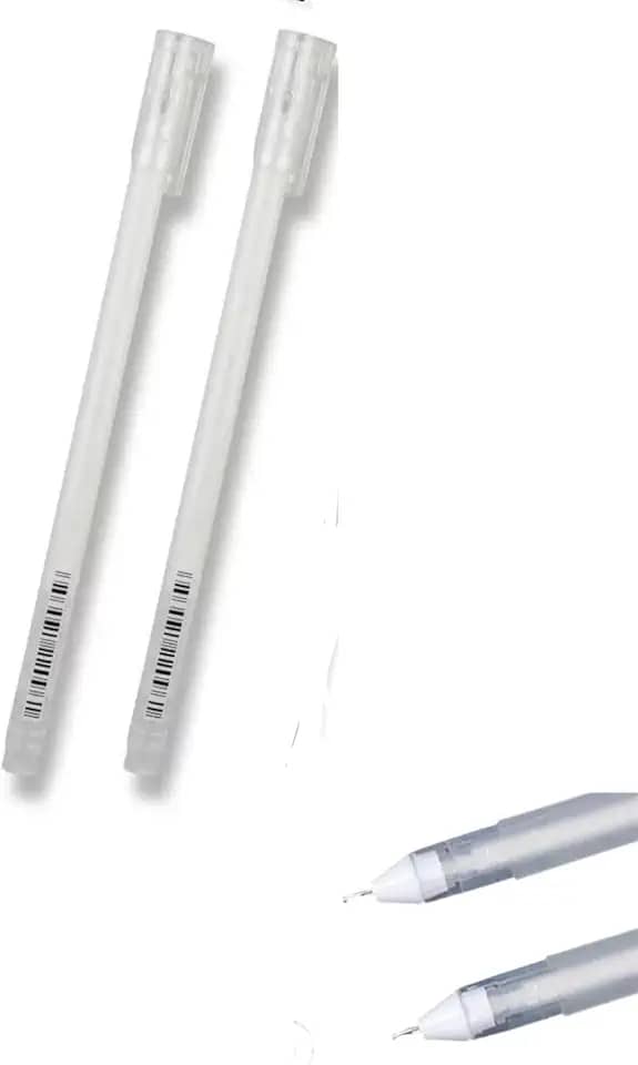 Kit 2 Caneta Prata, Dourada ou Branca Gel Ponta Fina Gelly Roll 0.6mm Para Design de Sobrancelha Desenho Marcador Colorir Canetas Brancas Pintar Livros Profissional Artesanato (Branco)