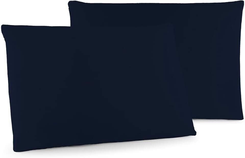 Kit 02 Fronhas Classic Tecido Percal 400 Fios 70x50 cm Antiácaro, Anti-pilling com Toque Macio - Azul Marinho