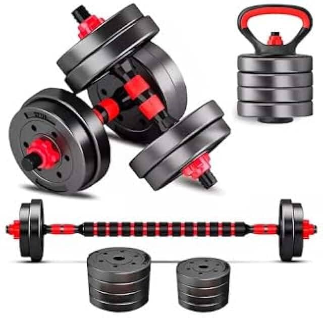 Kit Halteres Barras Anilhas Kettlebell Musculação 6 em 1 Peso Ajustável Consport