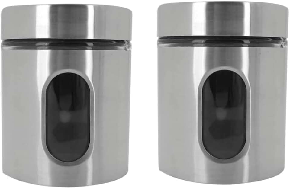 Kit Com 2 Potes Vidro Vítreo Revestido Em Inox 630ML Tampa Com Vedação e Visor - Ideal para Armazenar Café, Açucar, Sal, Grãos e Mantimentos - Super Resistente - Cantinho Do Café