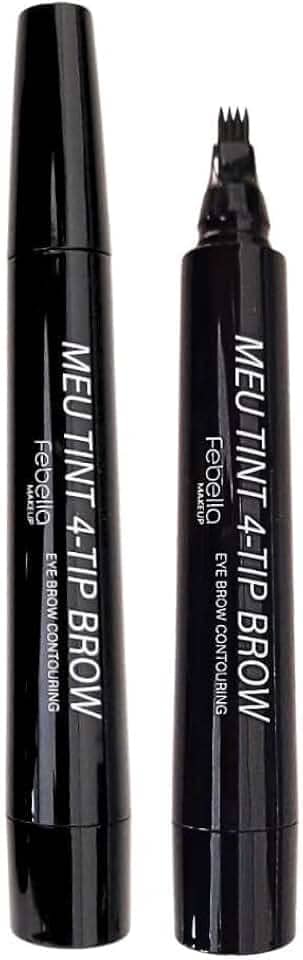 Caneta Fio a Fio para Sobrancelha e Barba Microblading Tridente Resistente a Agua (Preto Febella)