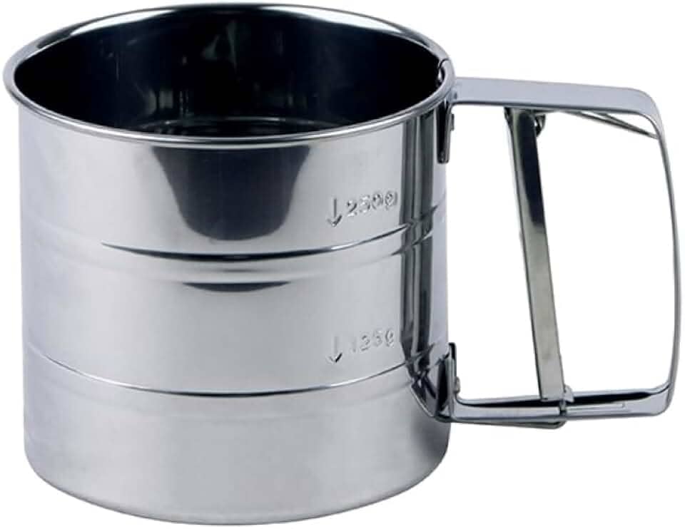 Peneira Manual de Aço Inoxidável, Polvilhador para Farinha e Açúcar