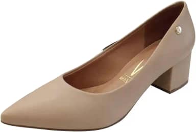 Scarpin Feminino Salto Bloco Pelica Creme Vizzano 1220.315