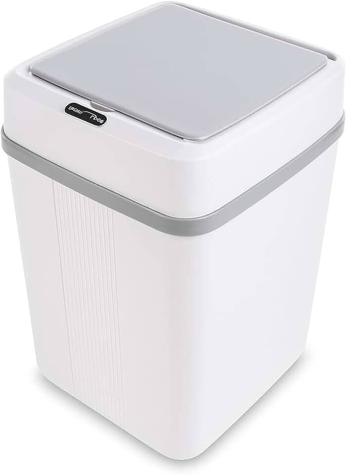 Lixeira Elétrica com Sensor 12 L Branca – Tampa Antiodor, Lixeira Moderna para Banheiro, Cozinha e Escritório, Abertura Sem Toque, Design Compacto e Higiênico