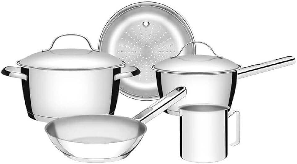 Jogo de Panelas Tramontina Allegra em Aço Inox com Fundo Triplo 5 Peças