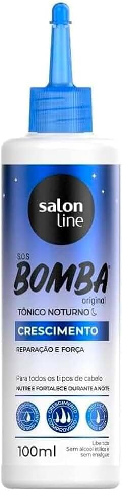 Salon Line, Tônico Capilar Noturno, SOS Bomba, Antiqueda, Combate a Queda, Vegano - Todos os Tipos de Cabelos, 100 ml