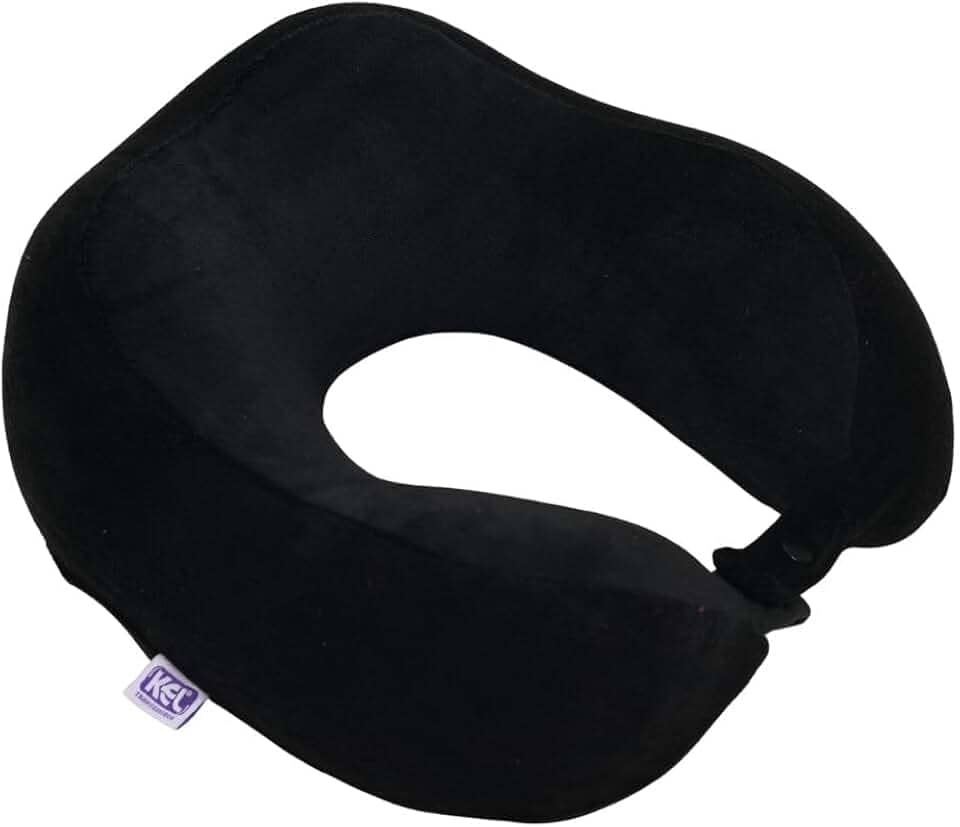 Travesseiro de Viagem Nasa | Marca - Kel | Anatômica, Cor Preta – Apoio Cervical Ergonômico para Viagens