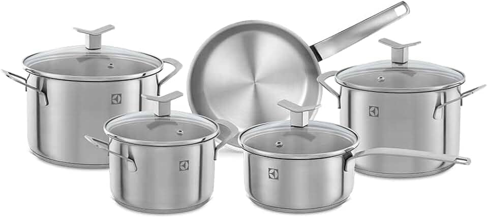 Conjunto de Panelas, 5 unidades, Aço Inoxidável, Electrolux