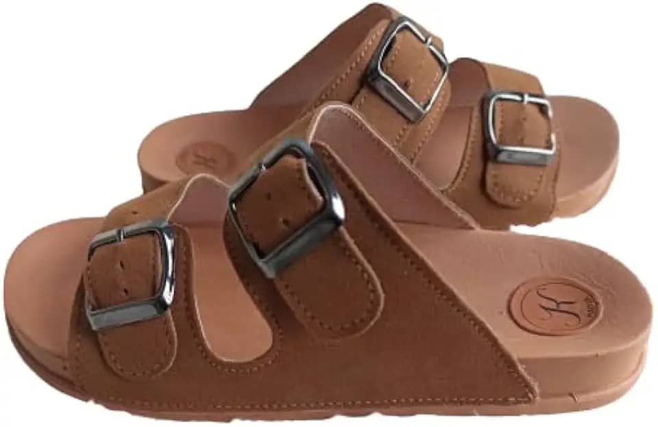 Sandália Papete Unissex de Couro Sintético Vegano com Fivelas Ajustáveis - Kadja