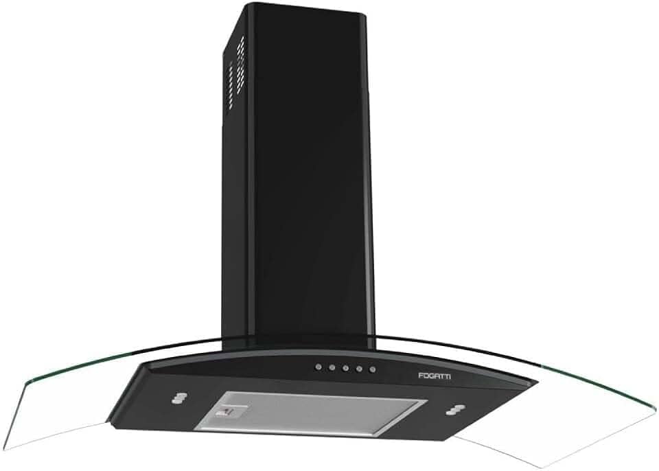 Coifa de Parede Vidro Curvo, Teclado Mecânico Fogatti, 80cm Black 220V
