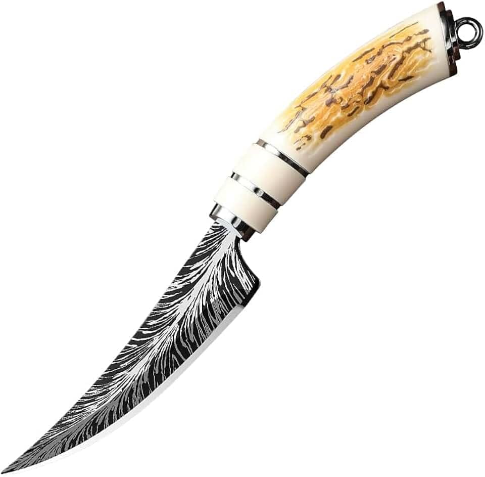 Faca de filete de peixe de 22 cm, lâmina estreita flexível de aço inoxidável de alto carbono, extremamente afiada, usada para limpeza de peixe, alça antiderrapante, adequada para pesca