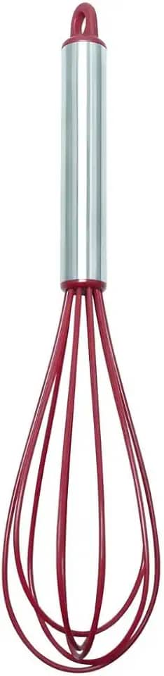 Tuut, Linha Elite, Batedor de Ovos, Fouet de Silicone com Cabo em Inox, Vermelha, 27cm