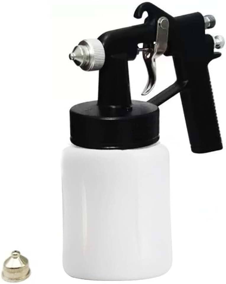 Pistola de pintura de Ar Direto c/caneco 650 ml Pulverizadora de tinta esmalte, sintetica, latex, automotiva, Parede 2 bicos 30 40 PSI