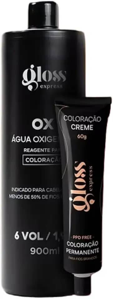 KIT COLORAÇÃO + OX para coloração de fios brancos 6 vol /1,9%