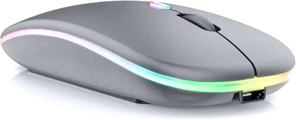 Mouse Sem Fio Recarregável Óptico Wireless Led Rgb Colorido Ergonômico Usb 2.4 Ghz para Notebook Computador Pc Desktop TV Smart TAMO (PRETO)