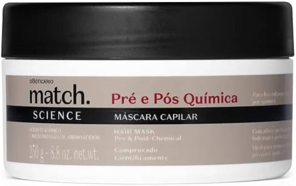 O BOTICARIO MATCH SCIENCE MASCARA PRÉ E PÓS QUÍMICA 250g