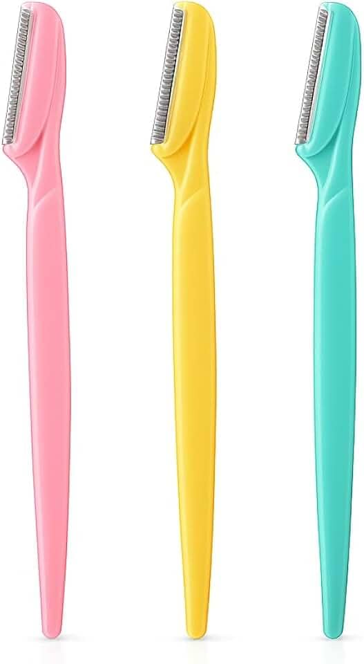 Dermaplane Razor para rosto feminino – aparador de sobrancelhas e removedor de pelos faciais com capa protetora – Navalha facial Dermaplane reutilizável para pele lisa e impecável