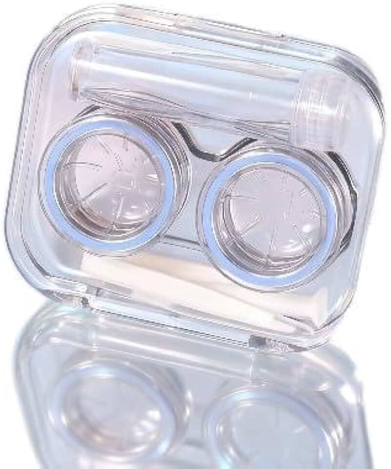 Pacote com 2 lindos conjuntos de estojo de lentes de contato, essenciais de viagem transparentes com kit de ferramentas removedoras e frasco de solução, caixa de armazenamento de lentes de contato
