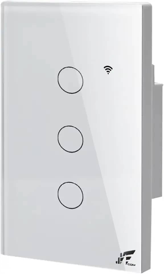 Interruptor 3 Teclas Touch Inteligente Paralelo Wi-Fi + RF433, Acabamento Em Vidro Temperado