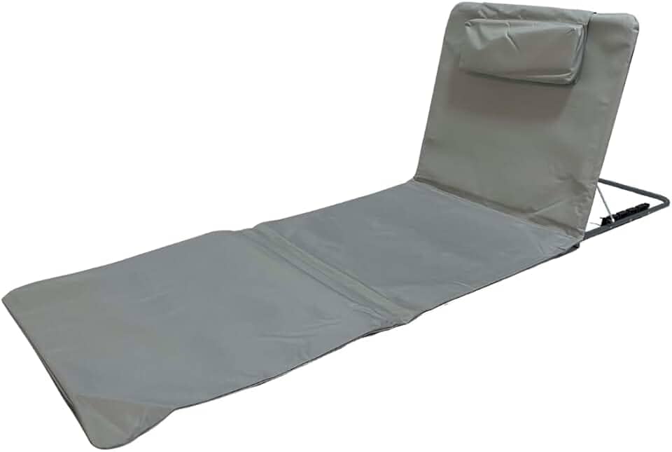 Espreguiçadeira Ajustável Dobrável Com Alça Bolso Cor Cinza Praia Piscina