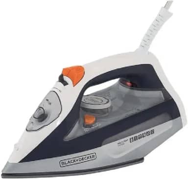 BLACK+DECKER Ferro de Passar Roupa, com Vaporizador, Sistema Antigotejamento, Preto, Branco e Cinza, Modelo FX3100, 110V