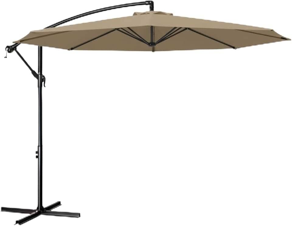 Ombrelone Lateral Suspenso 3m Guarda Sol Piscina Jardim Kauai Cinza Quente