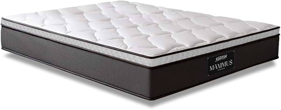 Colchão Casal Molas Ensacadas Pillow Top Maximus 138x188x24cm Cinza/Branco Gazin - Suporta até 120Kg por Pessoa