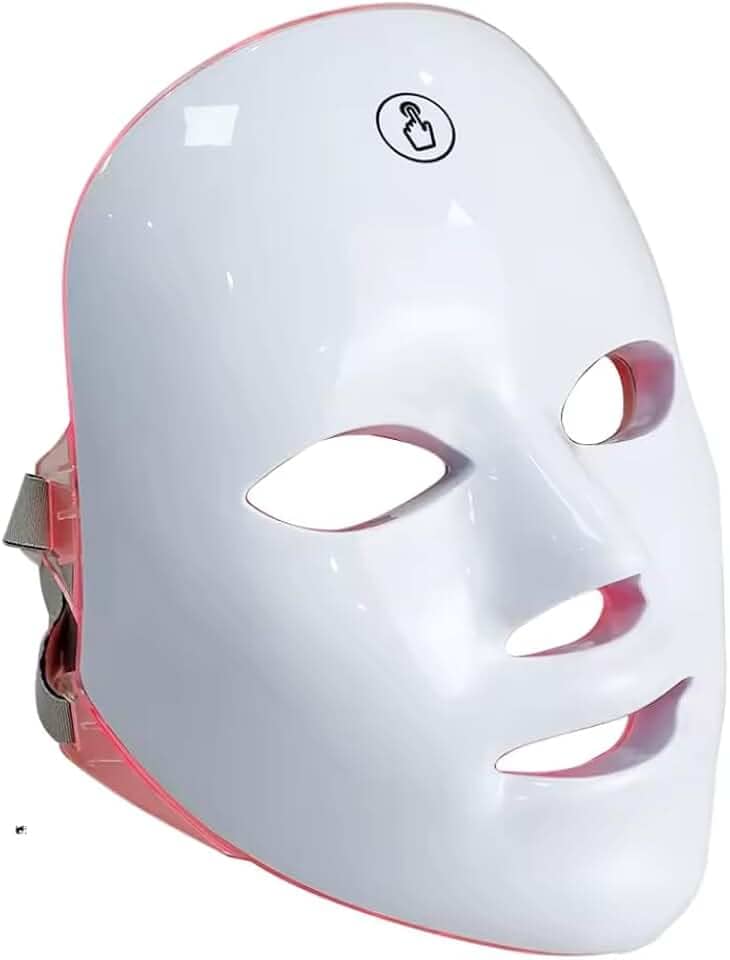 Máscara LED Facial 7 Cores, Fototerapia para Tratamento da Pele, 150 LEDs, Bivolt 80W, com Controle de Intensidade e Temporizador, Portátil