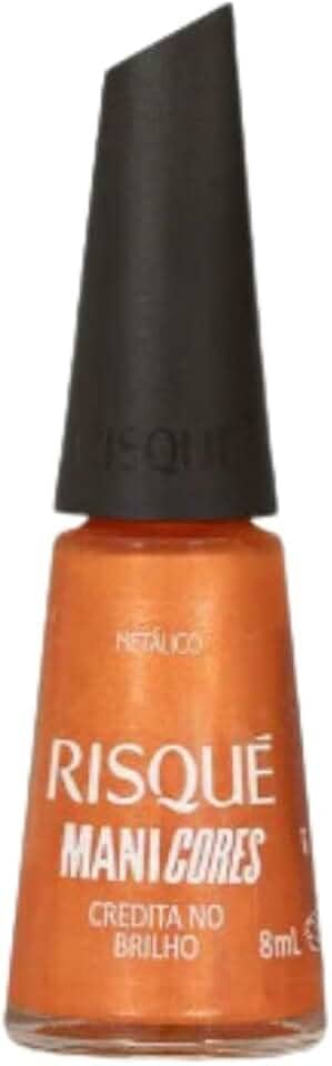 Esmalte Laranja Risqué ManiCores Credita no Brilho Metálico 8 ml