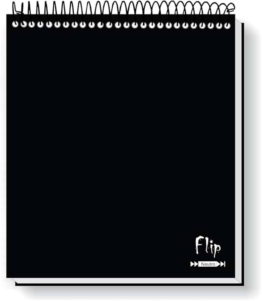 Caderno Flip Preto Sem Pauta Capa Dura 1 matéria 80 Folhas