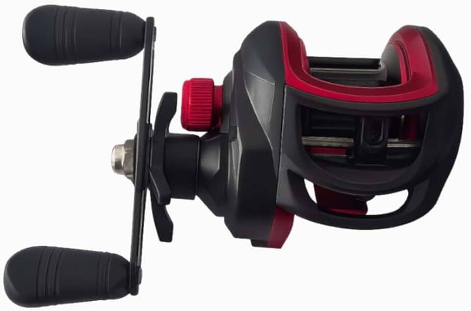 Albema Carretilha Anti Cabeleira 19 Rolamentos Freio Magnético 7:2:1 Vermelha para Pesca de Arremesso e Iscas Artificiais