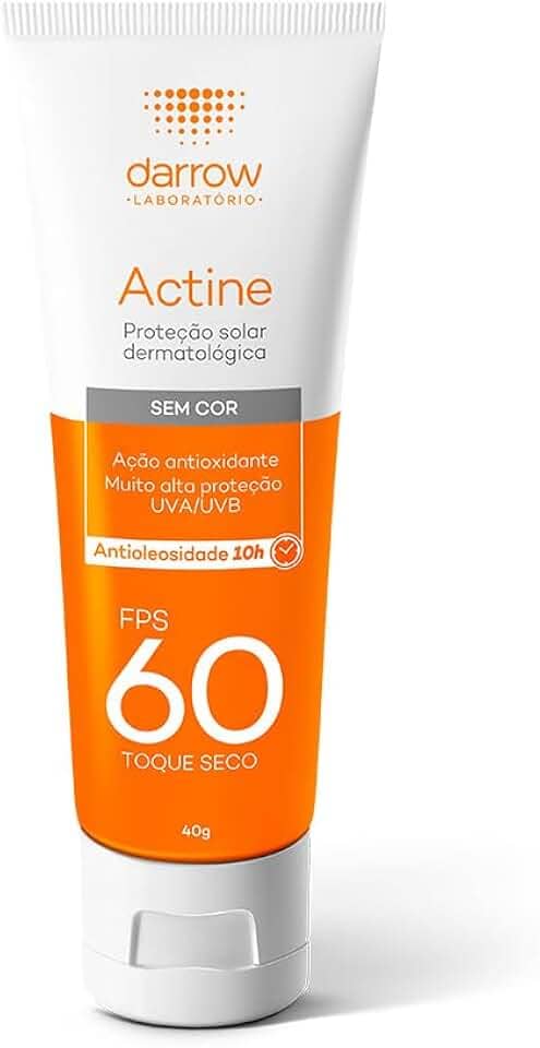 Darrow Actine Protetor Solar Dermatológico FPS 60 com Ação Antioxidante e alta proteção UVA/UVB, Controla Oleosidade e com Toque Seco, 40g