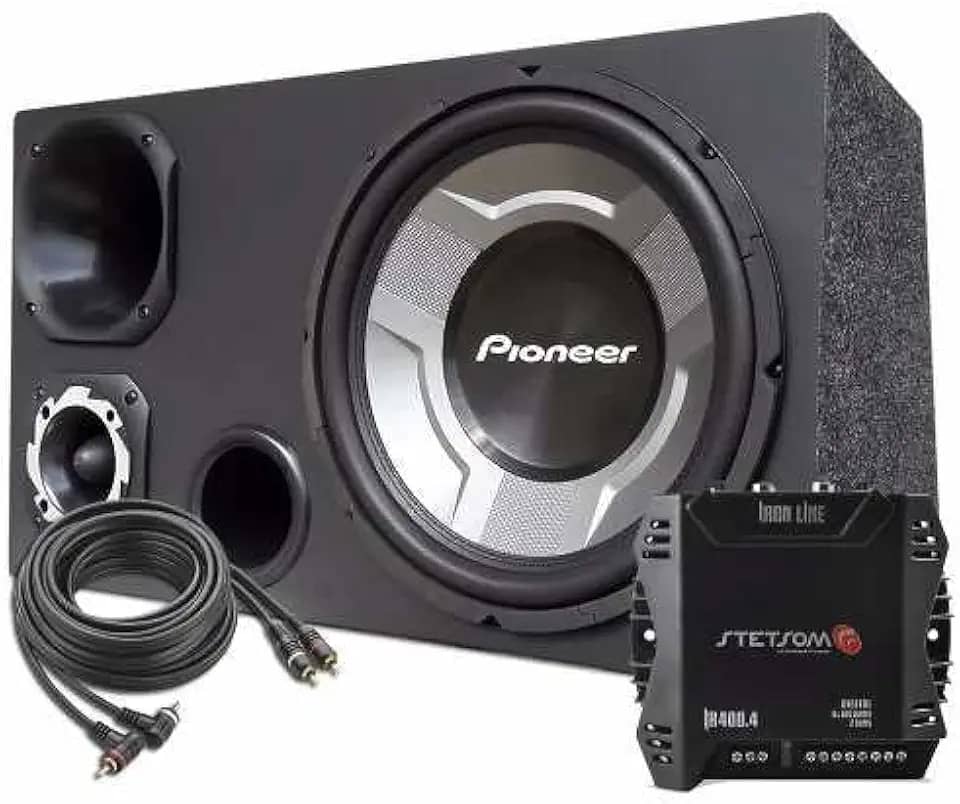 Caixa Som Carro Trio 12 Sub Pioneer + Módulo Stetsom Ir400