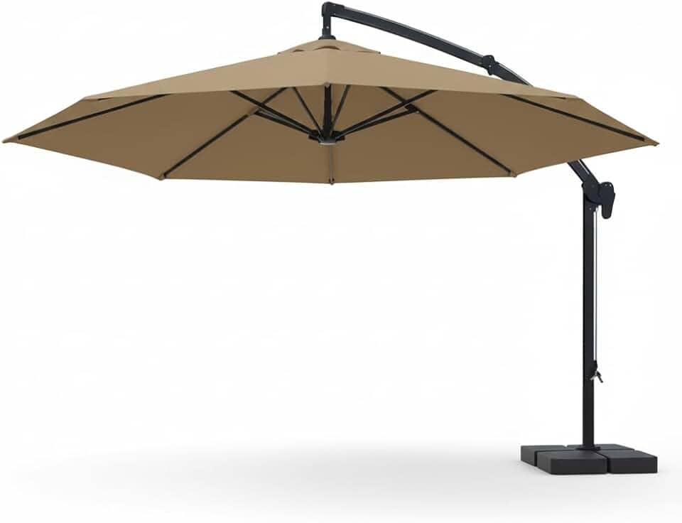 Ombrelone Lateral Suspenso 3m com Base Reforçada – Ideal para Piscina, Praia e Jardim (COR CREME)